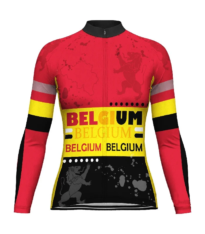 Belgium Long Sleeve Cycling Jersey for Women Animal Print Jersey Tee