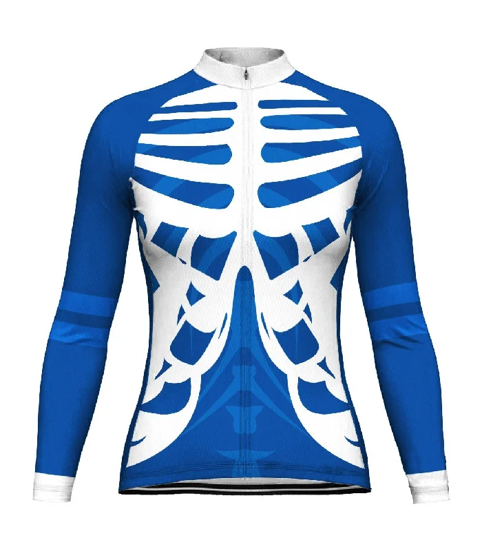 Blue Long Sleeve Cycling Jersey for Women Ash Gray Jersey Tee