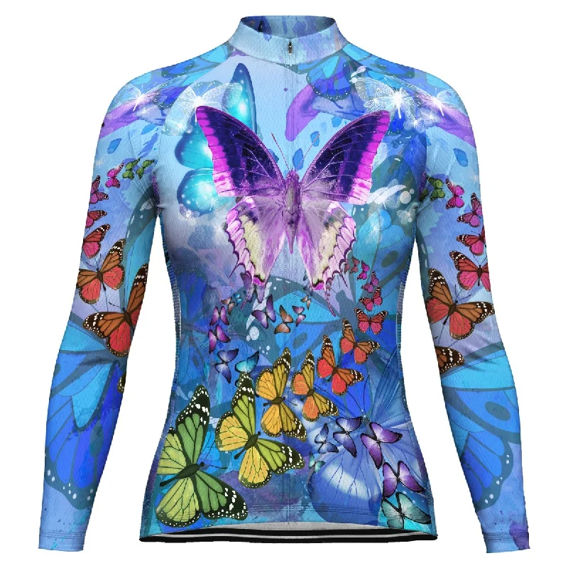 Butterfly Long Sleeve Cycling Jersey for Women Party Jersey Tee