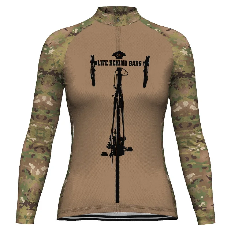 Camo Long Sleeve Cycling Jersey for Women Long Sleeve Jersey Tee