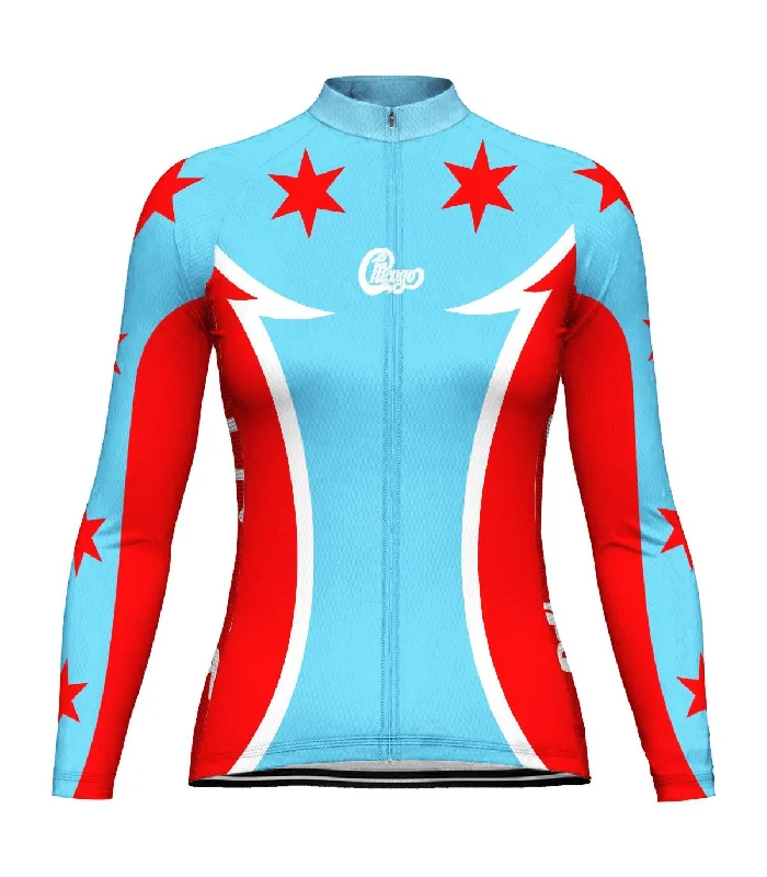 Chicago Long Sleeve Cycling Jersey for Women Stylish Jersey Top