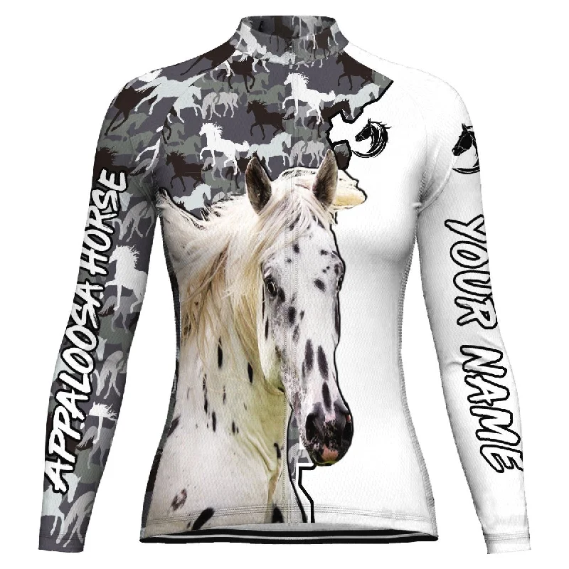 Customized Appaloosa Horse Long Sleeve Cycling Jersey for Women Polo Neck Jersey Top