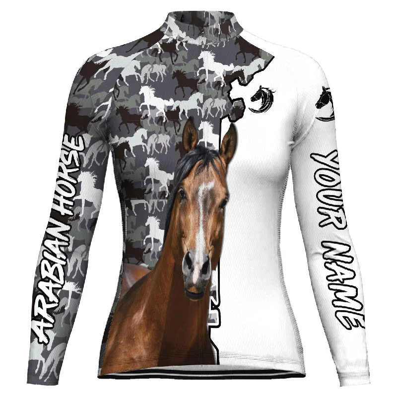 Customized Arabian Horse Long Sleeve Cycling Jersey for Women Bright Color Jersey Top