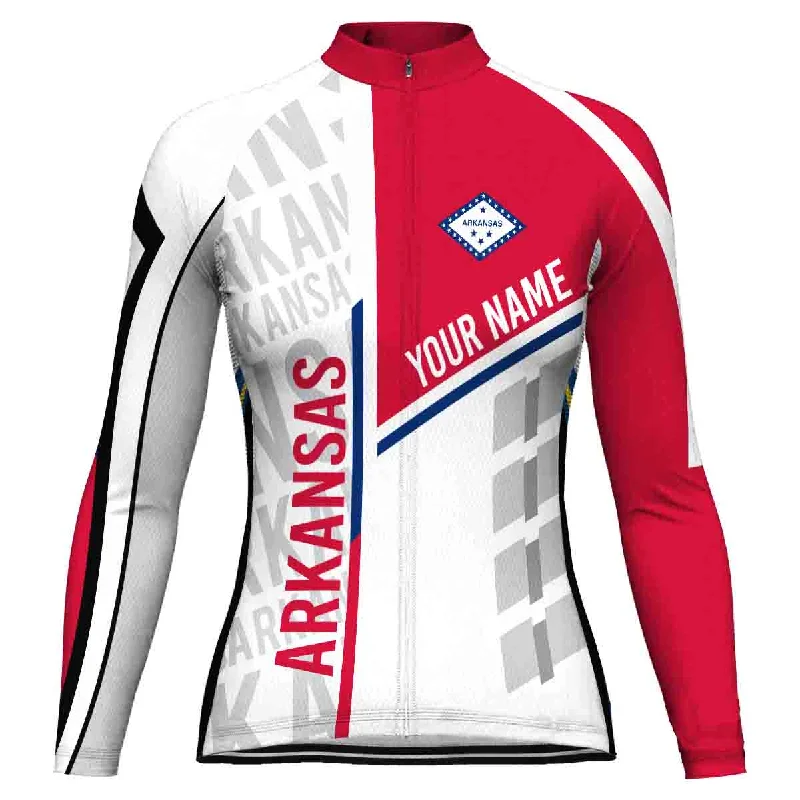 Customized Arkansas Winter Thermal Fleece Long Sleeve Cycling Jersey For Women Lavender Jersey Tee