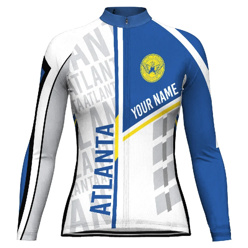 Customized Atlanta Long Sleeve Cycling Jersey For Women Linen Jersey Top