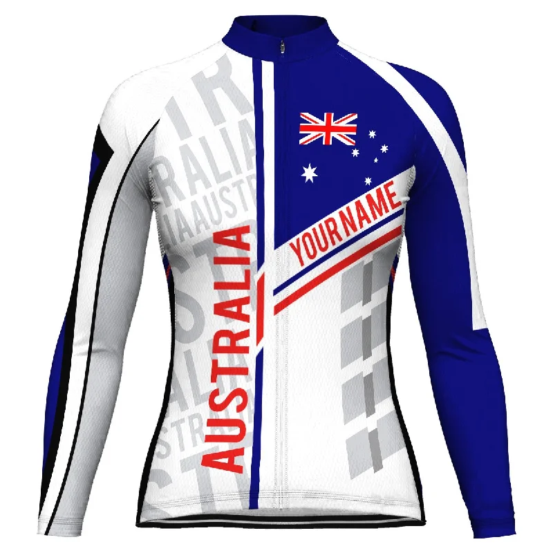 Customized Australia Long Sleeve Cycling Jersey for Women Asymmetrical Jersey Blouse