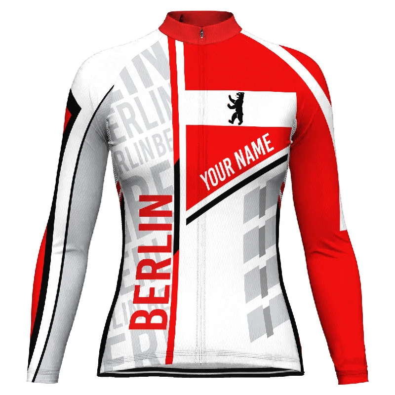 Customized Berlin Long Sleeve Cycling Jersey for Women High Neck Jersey Shirt