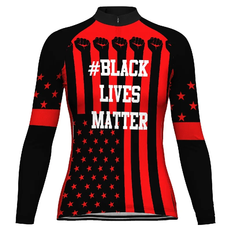 Customized Black Lives Matter Long Sleeve Cycling Jersey for Women Round Neck Jersey Tee