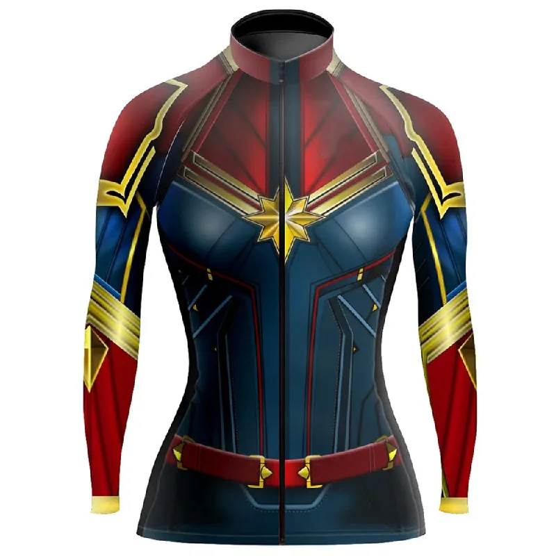 Customized Captain Woman Long Sleeve Cycling Jersey for Women Gold Jersey Tee