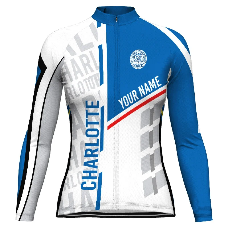 Customized Charlotte Winter Thermal Fleece Long Sleeve Cycling Jersey for Women Maximalist Jersey Tee