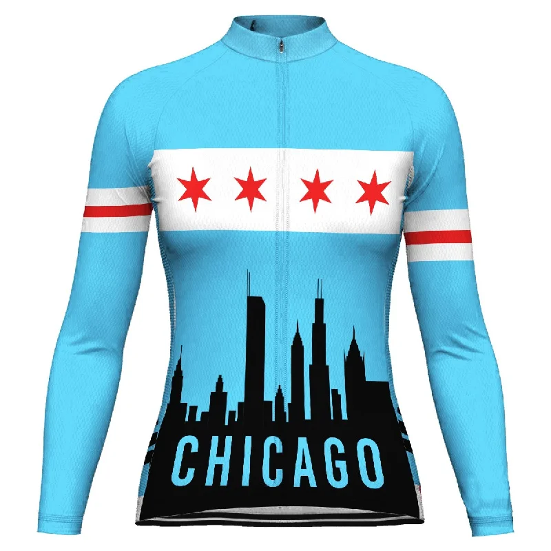 Customized Chicago Long Sleeve Cycling Jersey for Women Fashion Jersey Blouse