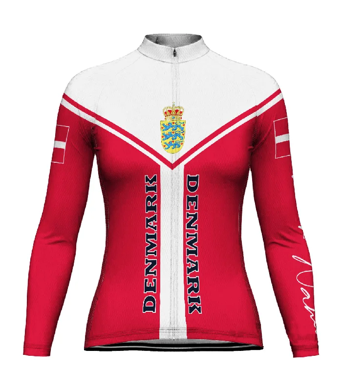 Customized Denmark Long Sleeve Cycling Jersey for Women Spring Jersey Blouse