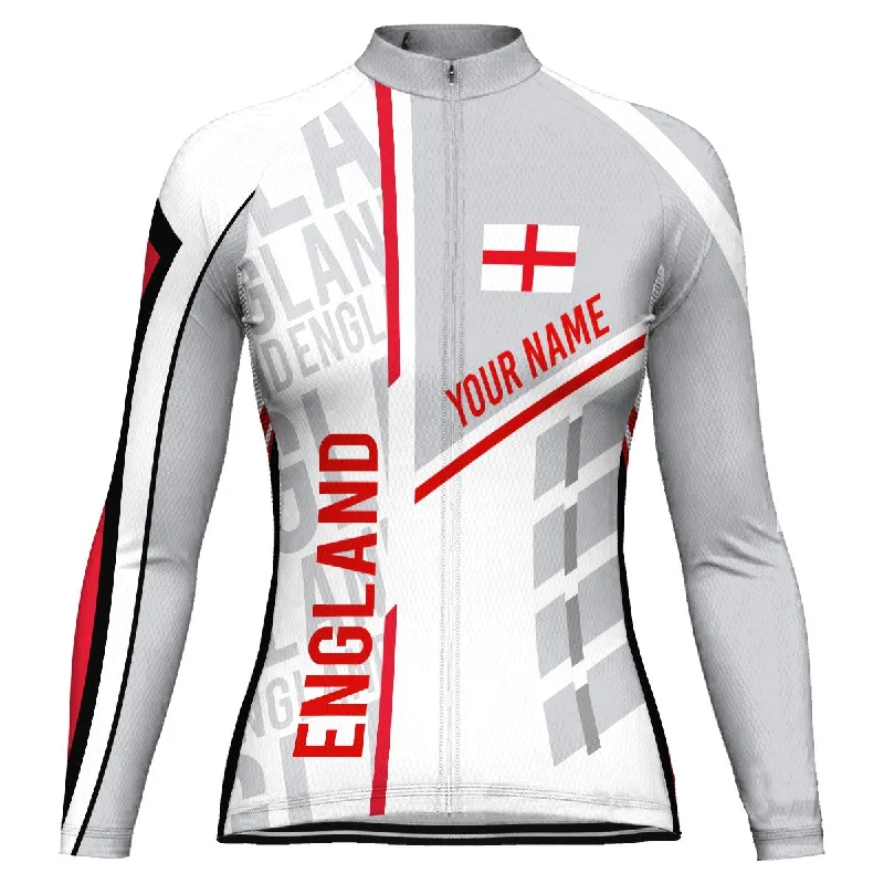 Customized England Winter Thermal Fleece Long Sleeve Cycling Jersey for Women Casual Jersey Blouse