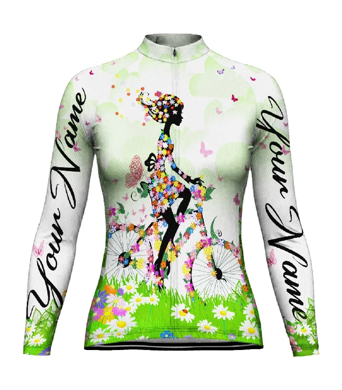 Customized Funny Long Sleeve Cycling Jersey for Women One Shoulder Jersey Shirt