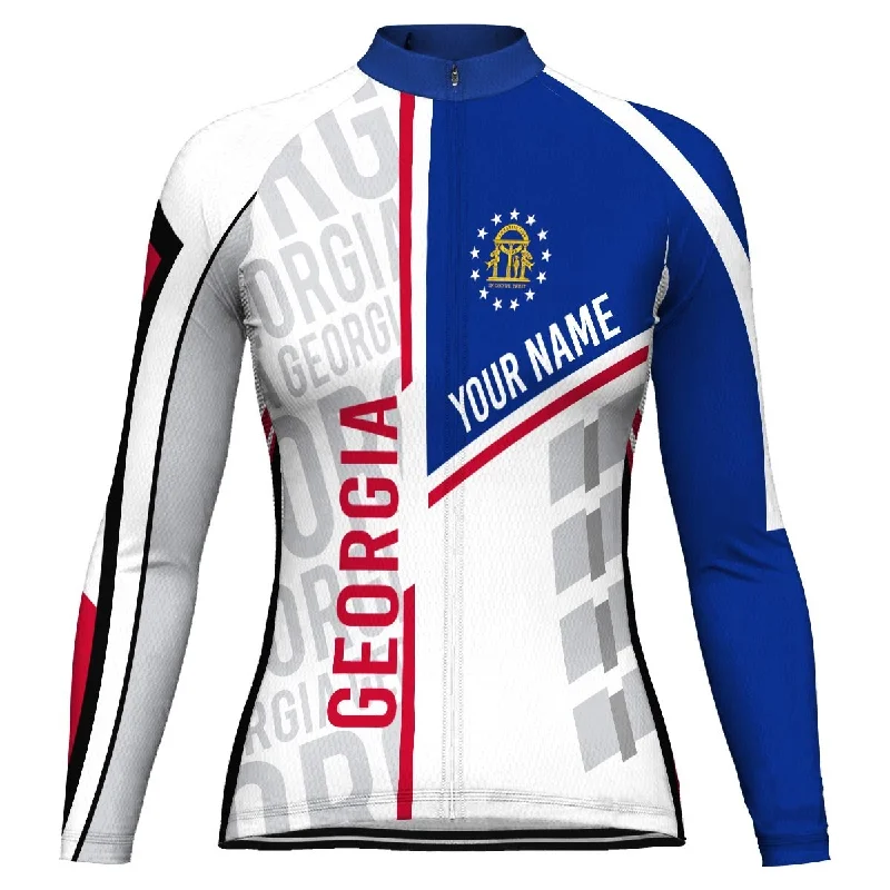 Customized Georgia  Long Sleeve Cycling Jersey For Women Comfortable Jersey Tee