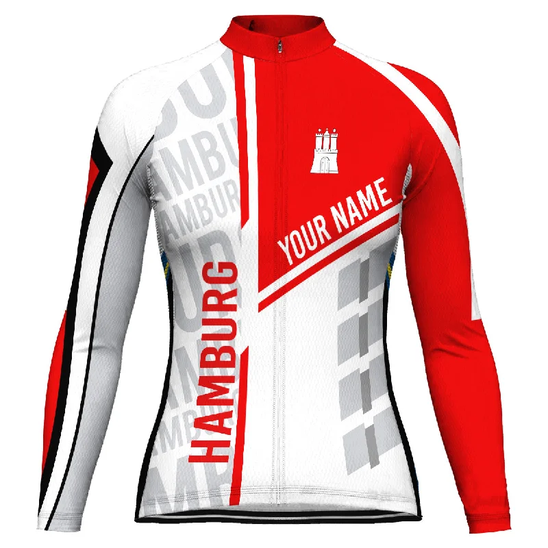 Customized Hamburg Winter Thermal Fleece Long Sleeve Cycling Jersey for Women Organic Jersey Tee