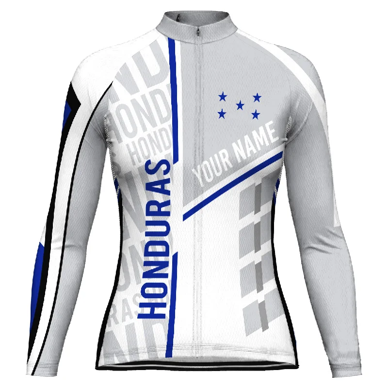 Customized Honduras Winter Thermal Fleece Long Sleeve Cycling Jersey for Women Boutique Jersey Tee