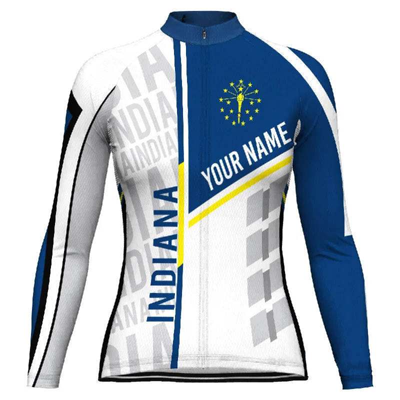 Customized Indiana Winter Thermal Fleece Long Sleeve Cycling Jersey for Women Premium Jersey Tee