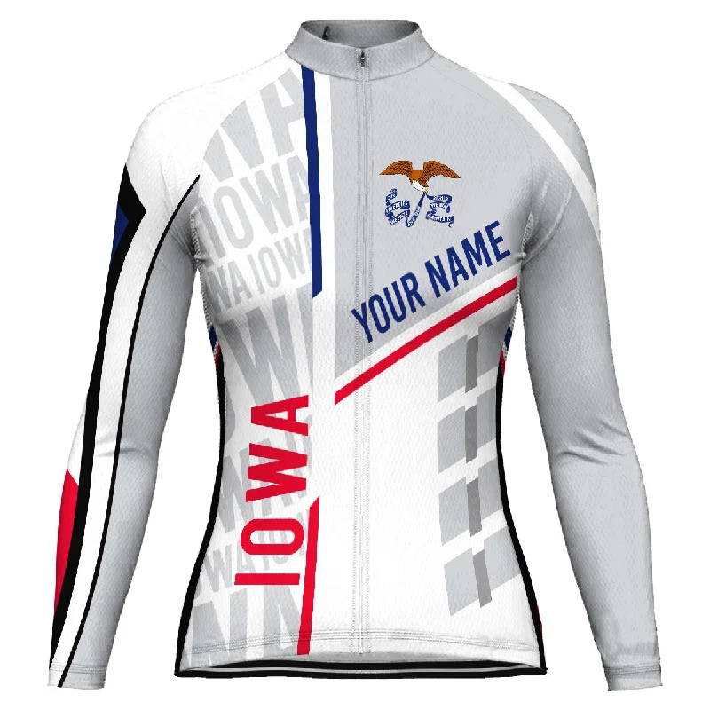 Customized Iowa Winter Thermal Fleece Long Sleeve Cycling Jersey for Women Glamorous Jersey Tee