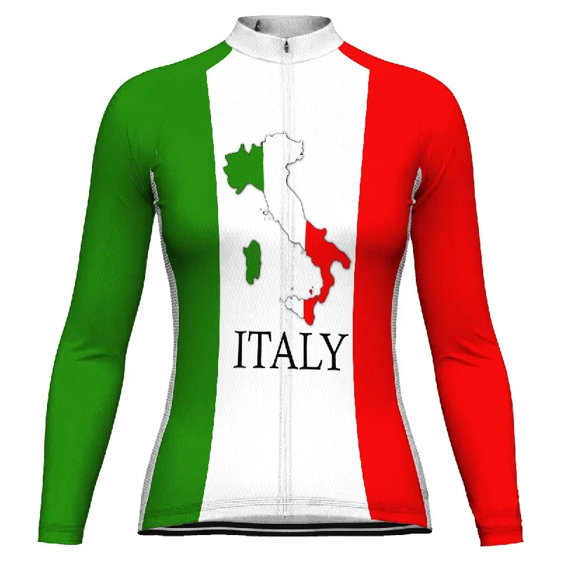 Customized Italia Long Sleeve Cycling Jersey for Women Patterned Jersey Tee