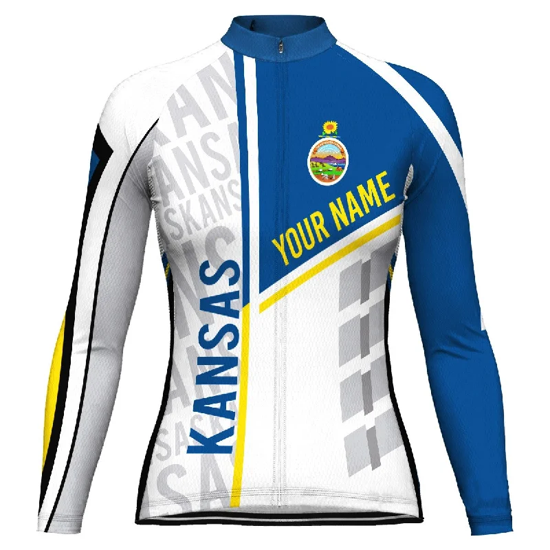 Customized Kansas Long Sleeve Cycling Jersey for Women High Neck Jersey Shirt