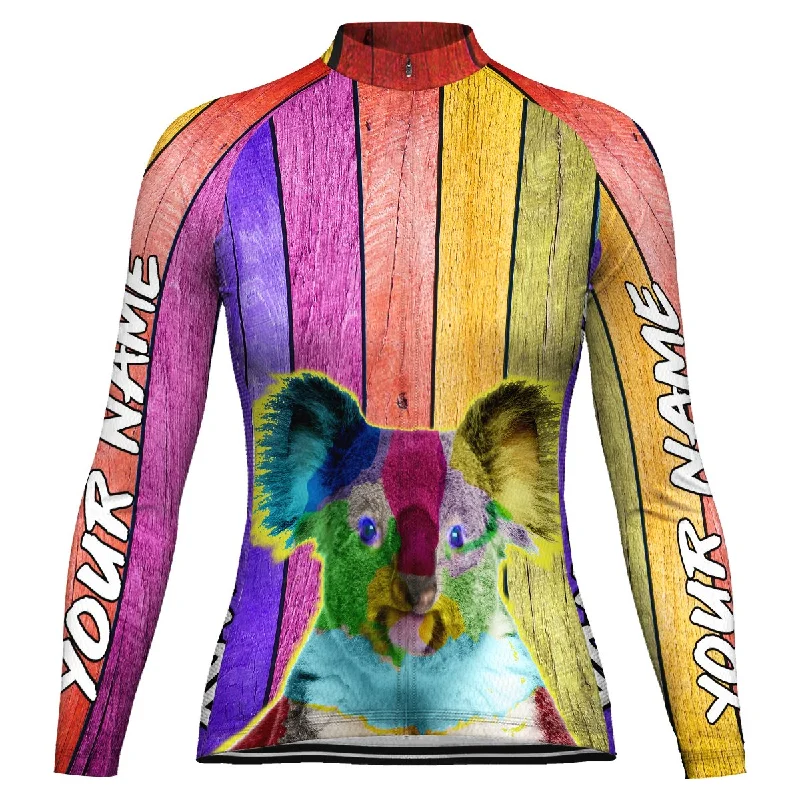 Customized Koala Long Sleeve Cycling Jersey for Women Polo Neck Jersey Top