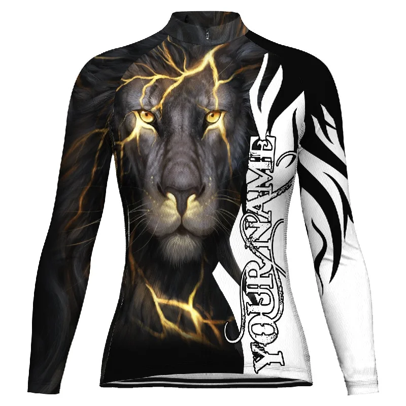 Customized Lion Long Sleeve Cycling Jersey for Women Turtle Neck Jersey Shirt