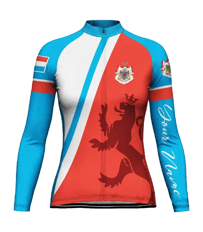 Customized Luxembourg Long Sleeve Cycling Jersey for Women Off Shoulder Jersey Top