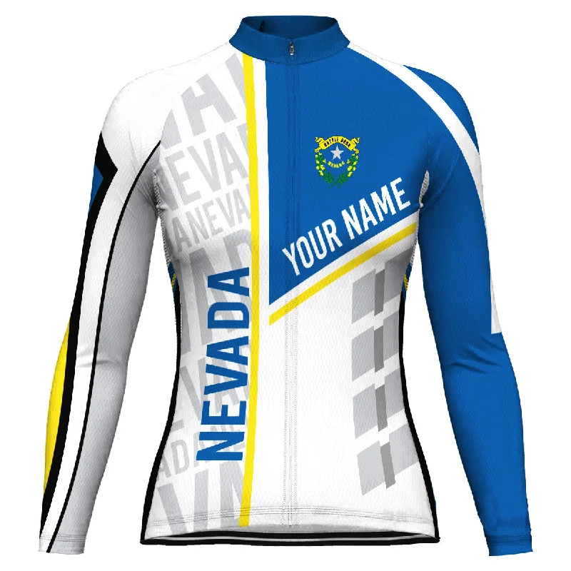 Customized Nevada Winter Thermal Fleece Long Sleeve Cycling Jersey for Women Hemp Jersey Tee