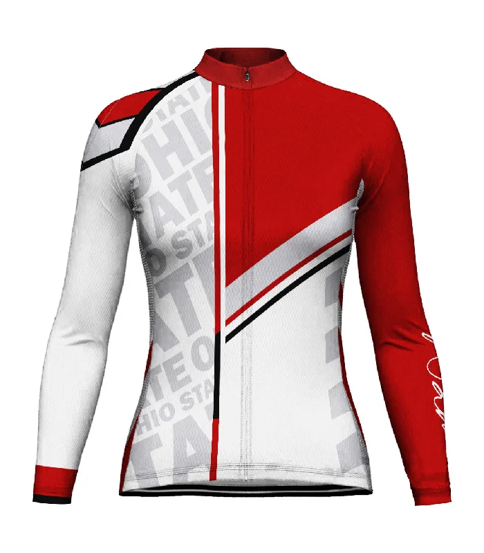 Customized Ohio Long Sleeve Cycling Jersey for Women Textured Jersey Blouse