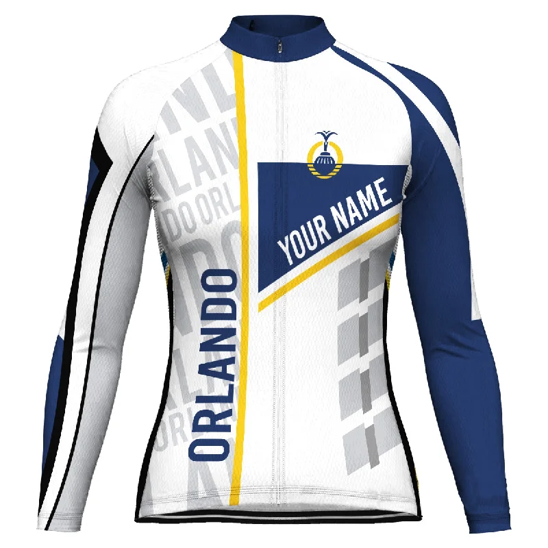 Customized Orlando Winter Thermal Fleece Long Sleeve Cycling Jersey for Women Custom Jersey Tee