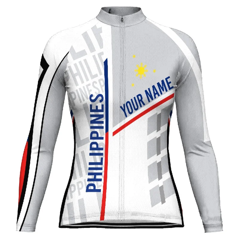 Customized Philippines Long Sleeve Cycling Jersey for Women Elegant Jersey Shirt