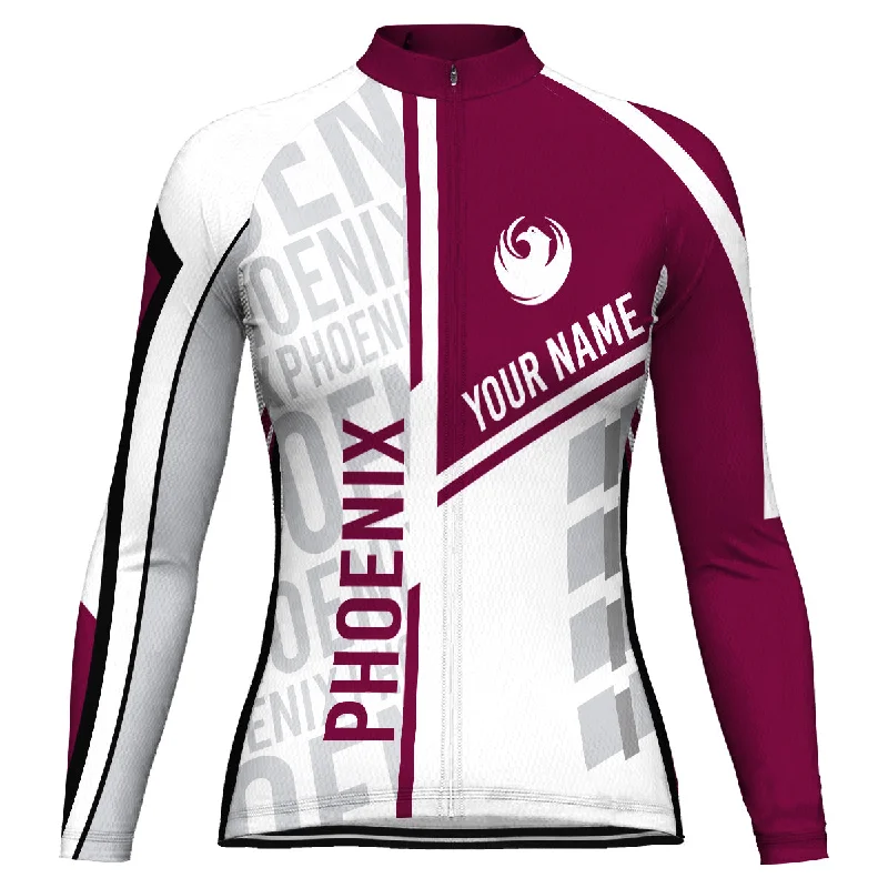 Customized Phoenix Winter Thermal Fleece Long Sleeve Cycling Jersey for Women Vintage Jersey Tee