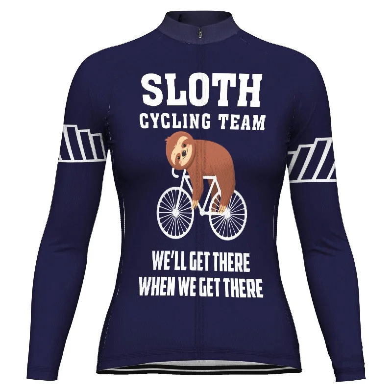 Customized Sloth Long Sleeve Cycling Jersey for Women Pastel Jersey Tee