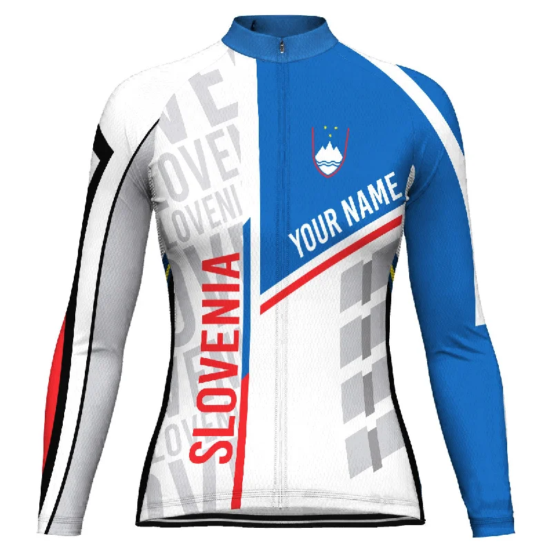 Customized Slovenia Winter Thermal Fleece Long Sleeve Cycling Jersey for Women Elegant Jersey Shirt