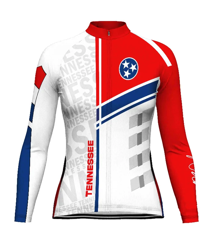 Customized Tennessee Long Sleeve Cycling Jersey for Women Dark Color Jersey Shirt