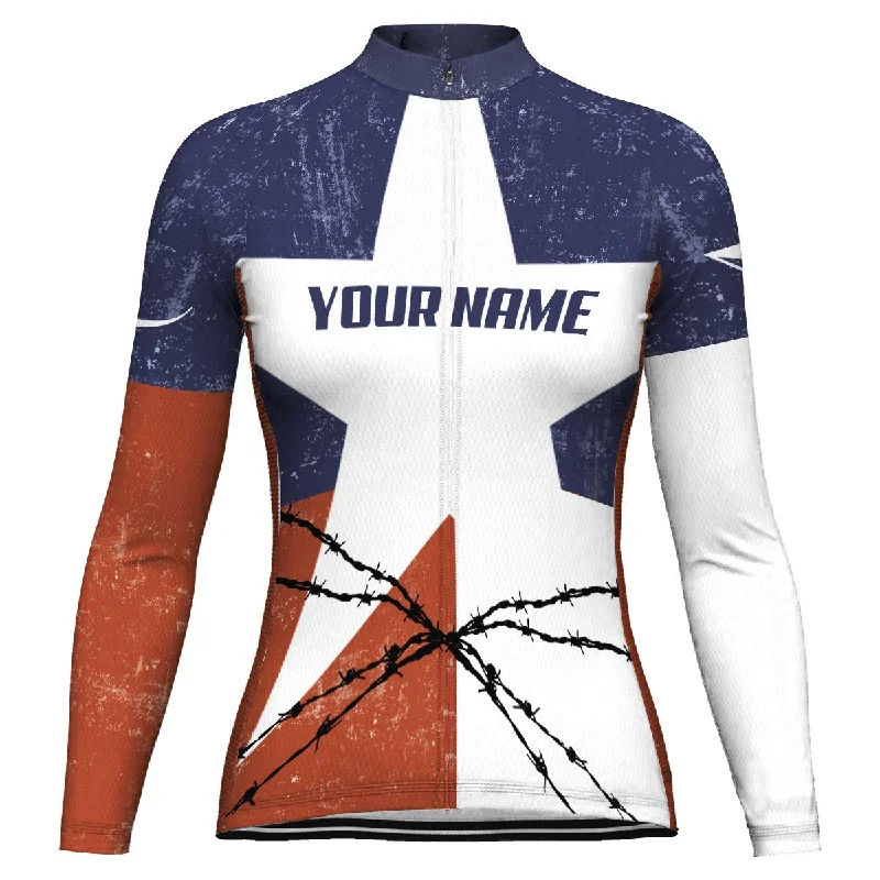 Customized Texas Long Sleeve Cycling Jersey for Women Bright Color Jersey Top