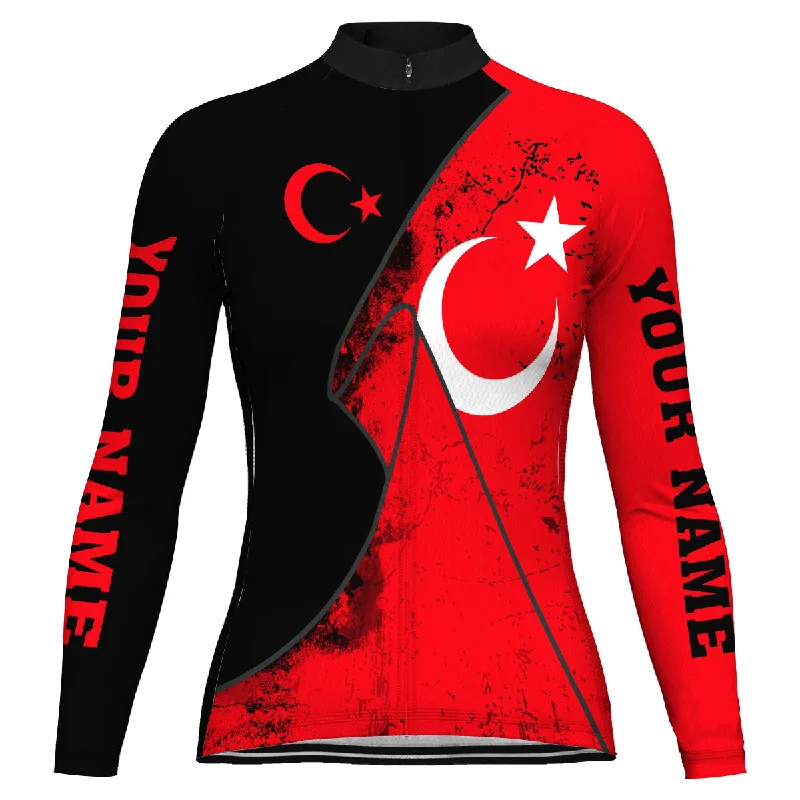 Customized Turkey Long Sleeve Cycling Jersey for Women Warm Jersey Shirt