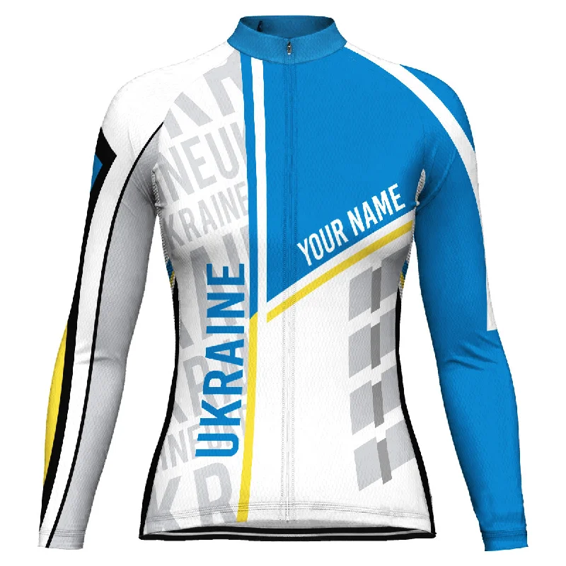 Customized Ukraine Long Sleeve Cycling Jersey for Women Solid Color Jersey Shirt