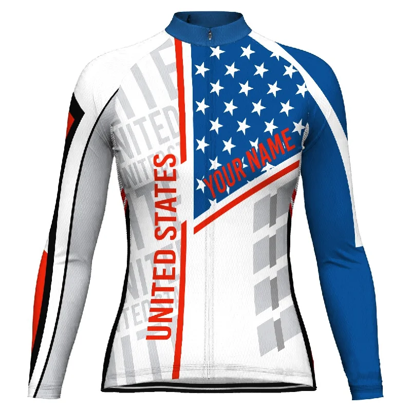 Customized Usa Long Sleeve Cycling Jersey For Women Cotton Jersey Tee