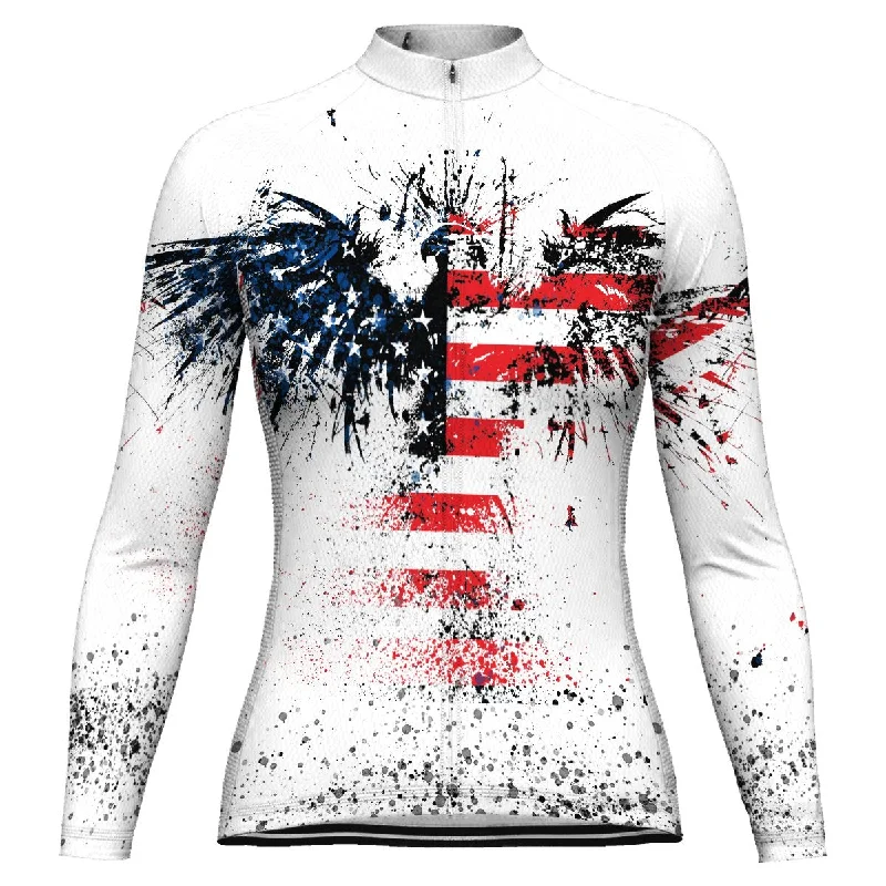 Eagle Long Sleeve Cycling Jersey for Women Navy Blue Jersey Tee