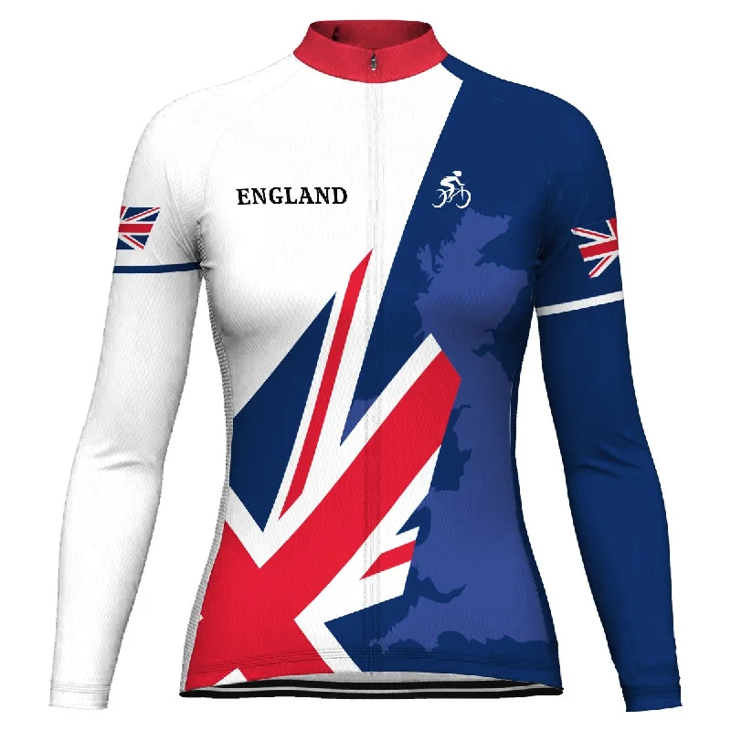 England Long Sleeve Cycling Jersey for Women Polka Dot Jersey Shirt