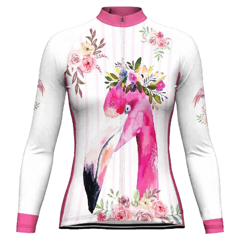 Flamingo Long Sleeve Cycling Jersey for Women Comfortable Jersey Tee