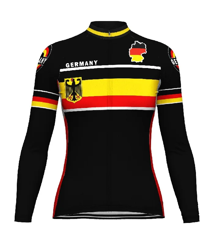 Germany Long Sleeve Cycling Jersey for Women Geometric Jersey Top