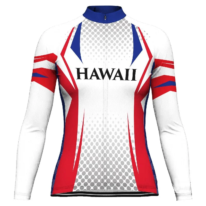 Hawaiian Long Sleeve Cycling Jersey for Women Ruby Red Jersey Shirt