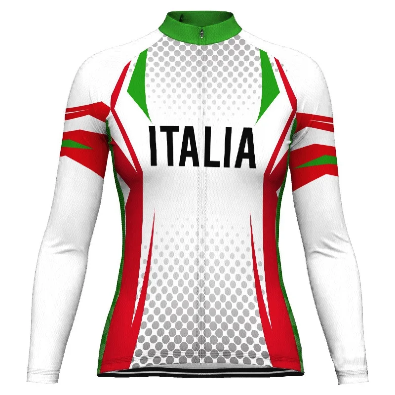 Italian Long Sleeve Cycling Jersey for Women Pure White Jersey Tee