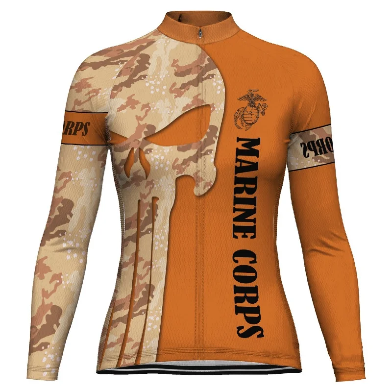 Marine Corps Long Sleeve Cycling Jersey for Women Burgundy Jersey Tee