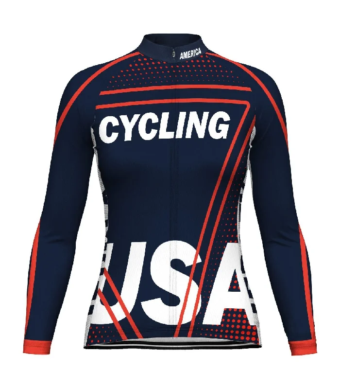 Navy Long Sleeve Cycling Jersey for Women Beige Jersey Tee