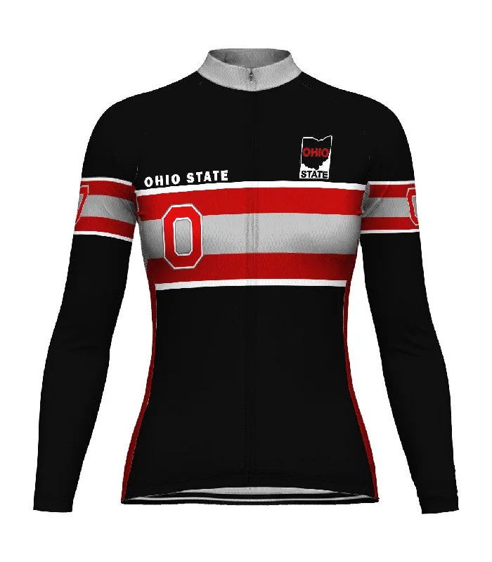 Ohio State Long Sleeve Cycling Jersey for Women Linen Jersey Top