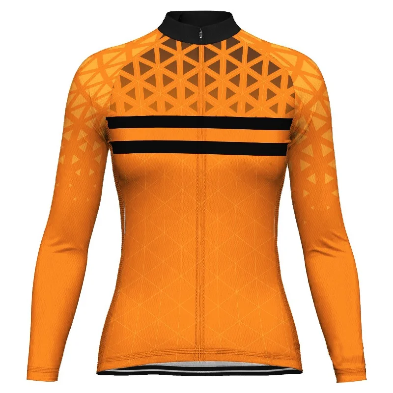 Orange Long Sleeve Cycling Jersey for Women Ruby Red Jersey Shirt